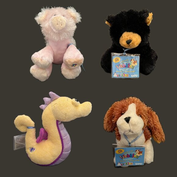 Webkinz Lot of 4 Pig, Black Bear, Seahorse, Basset Hound Lil' Kinz - Picture 1 of 16